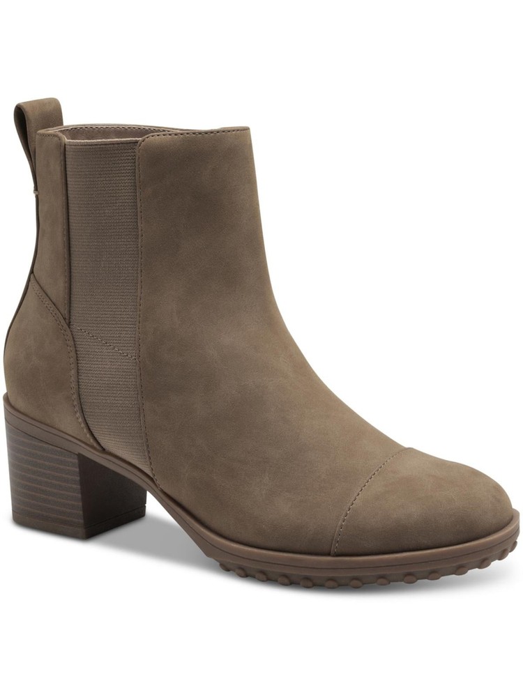 GIANI BERNINI Womens Beige Pulltab Sloann Round Toe Stacked Heel Booties 8 M