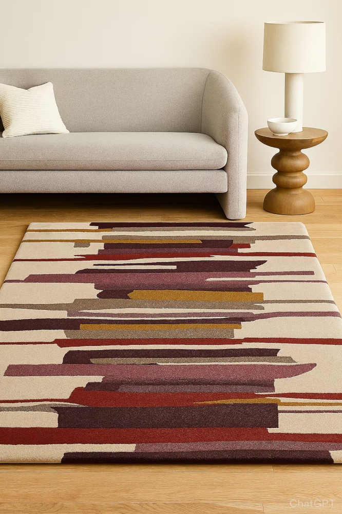 Hand-Tufted Wool Rug: Modern Abstract Stripe Design