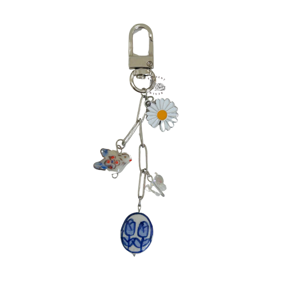 Blue Ceramic Handbag Charm – Stylish Women's Purse Keychain Accessory