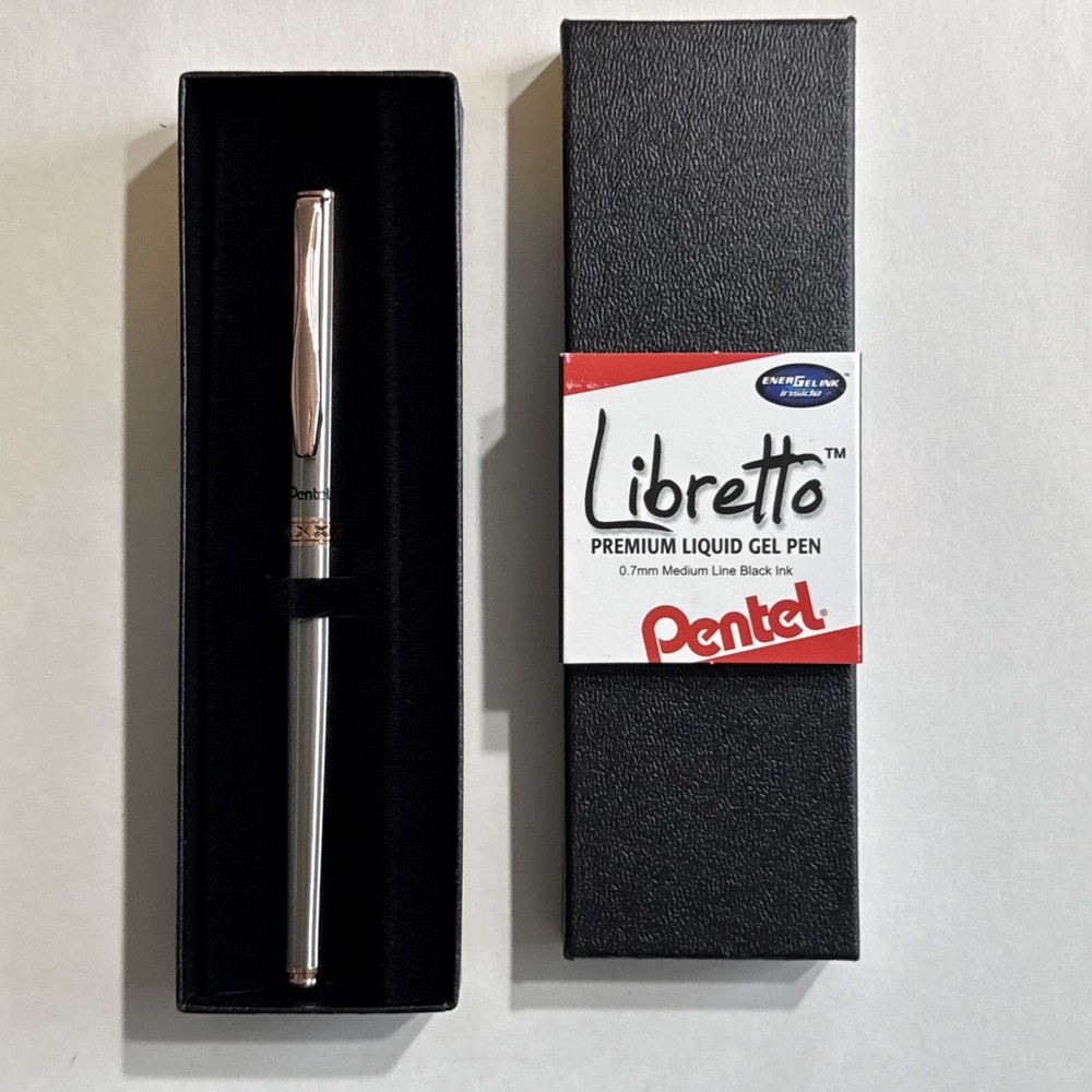 Libretto Roller Gel Pen, Rose Gold, Black Ink with Gift Box, Pen (0.7mm), 1