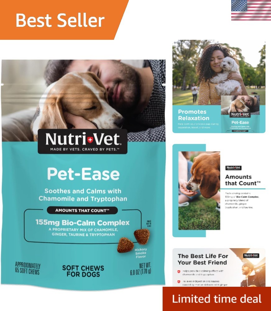 Vet Formulated Calming Soft Chews for Dogs – Chamomile & Tryptophan, 6.4 oz