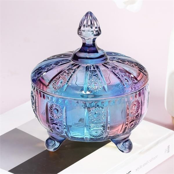 Purple Glass Candy Dish With Lidembossed Candy Jar With Lid 16ozvintage Candy Di
