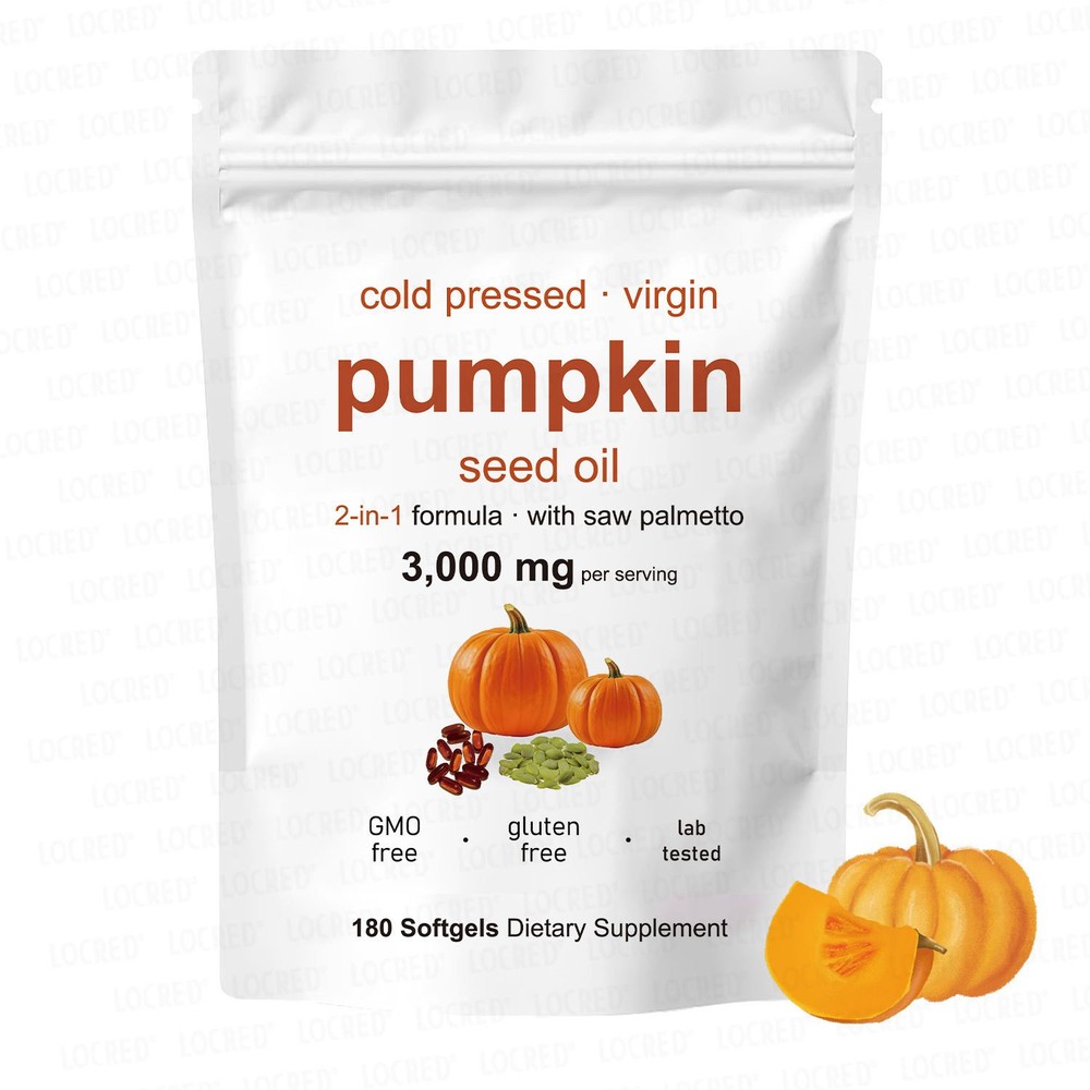 Cold Pressed Virgin Pumpkin Seed Oil 3000mg with Saw Palmetto 2-in-1 Formula