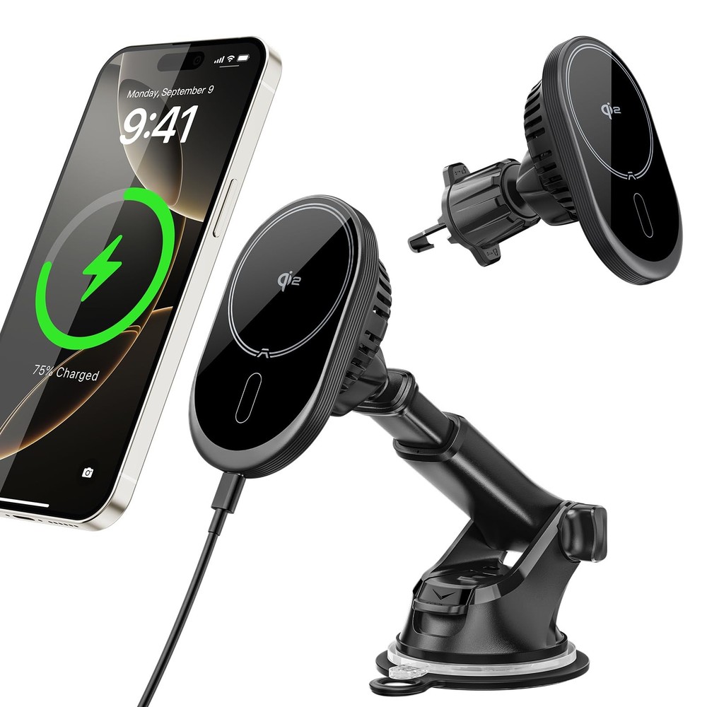 for MagSafe Car Mount Charger, QI2 15W Wireless Car Charger with Dual Cooling...