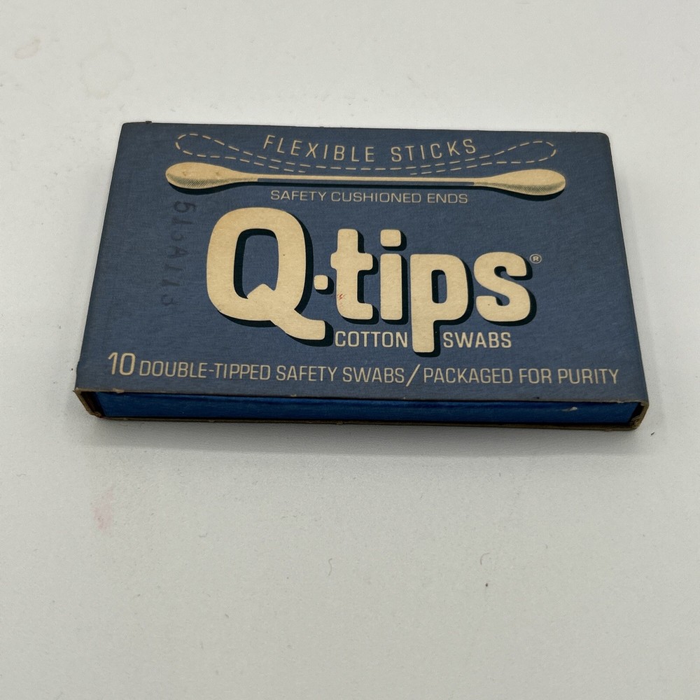 Vintage Box~ Q-Tips Cotton Swabs 10 Count~Slide Box  EMPTY
