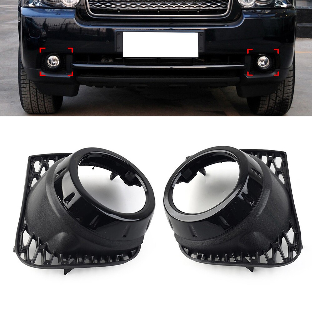 Black FogLight Grill Fog Lamp Frame Bezel Cover For Land Rover Range Rover 10-12