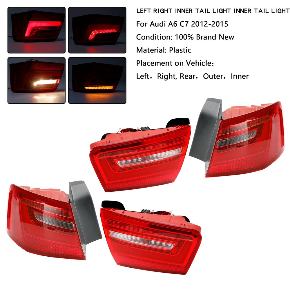 Car 4pcs Inner Outer LED Taillight Brake Light For AUDI A6 2012-2015 U4