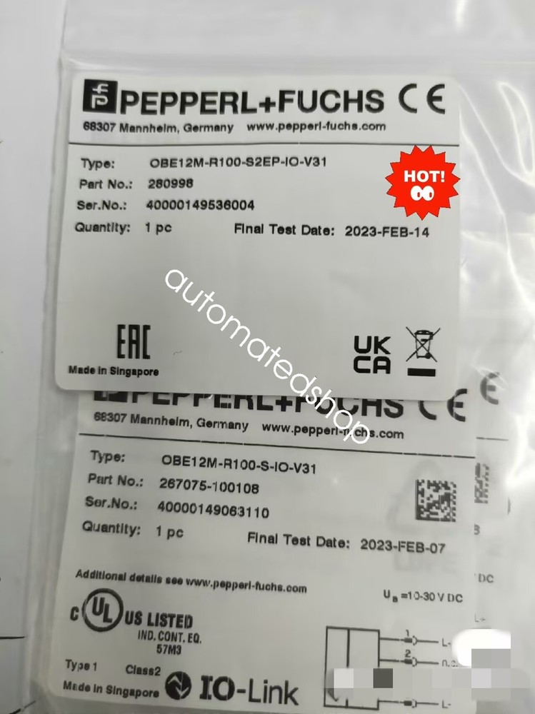 1PCS NEW Pepperl+Fuchs OBE12M-R100-S2EP-IO-V31+OBE12M-R100-S-IO-V31 sensor