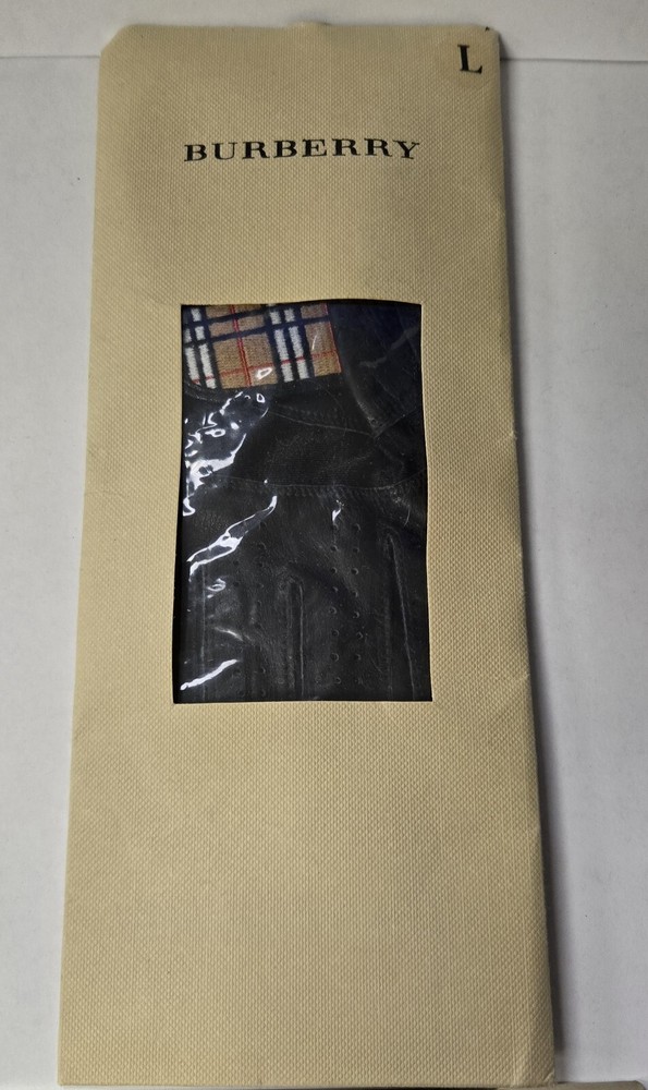 NEW Ladies Burberry Golf Glove For Black Hand White Leather Classic Plaid Large