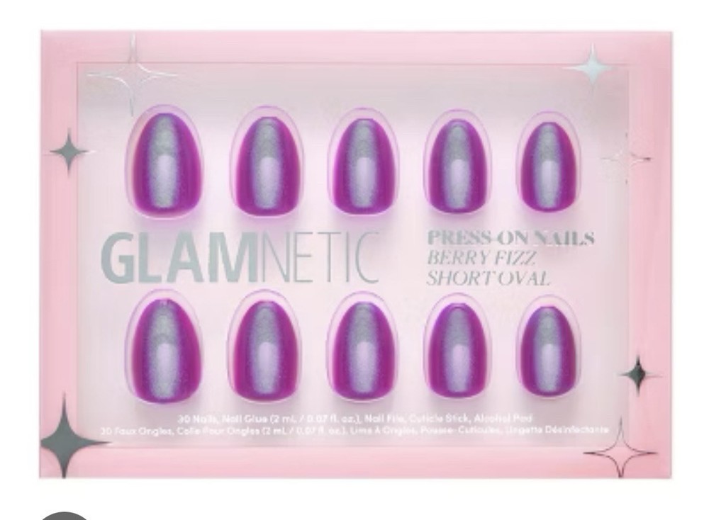 GLAMNETIC Berry Fiz Press On Nails New In Box for Long-Lasting Manicures and Trendy Nail Designs