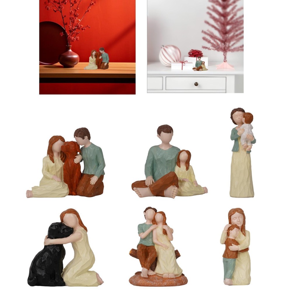 Christmas Statue Crafts Artwork Resin Figurine for Cabinet Bookshelf Desktop