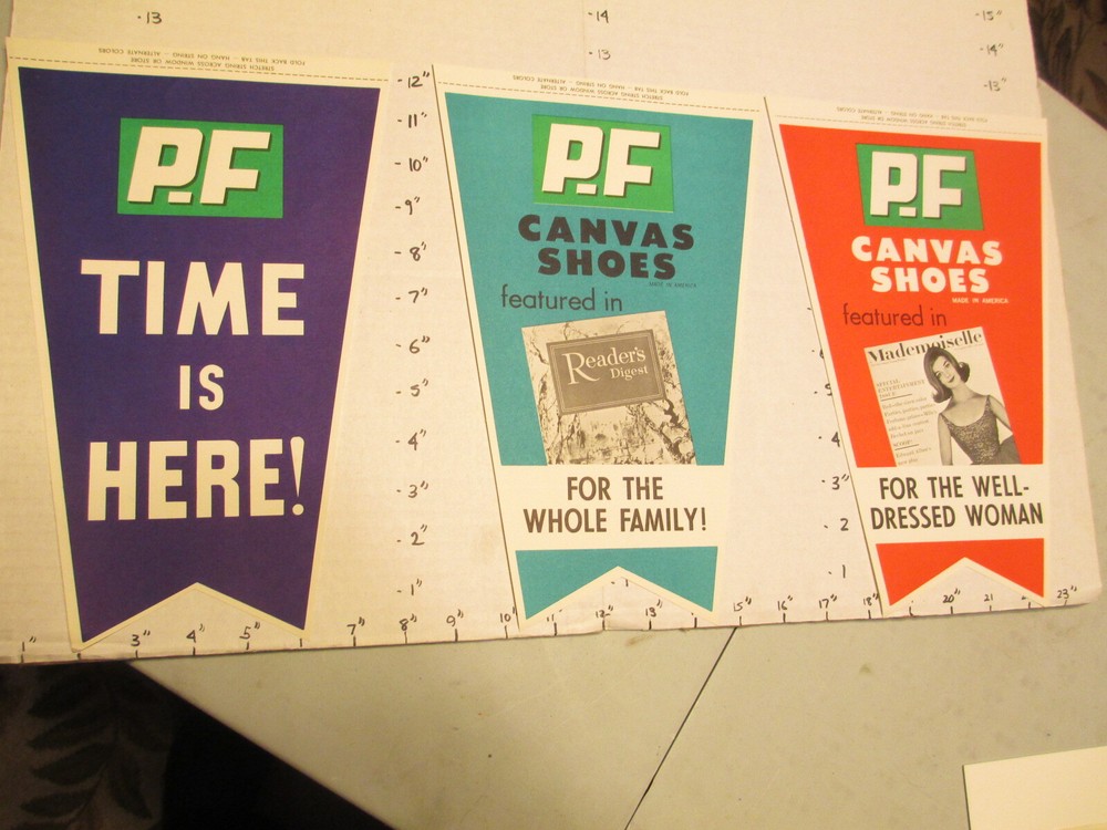 PF FLYER shoes 1960s (1) store display sign pennant Mademoiselle magazine pinup