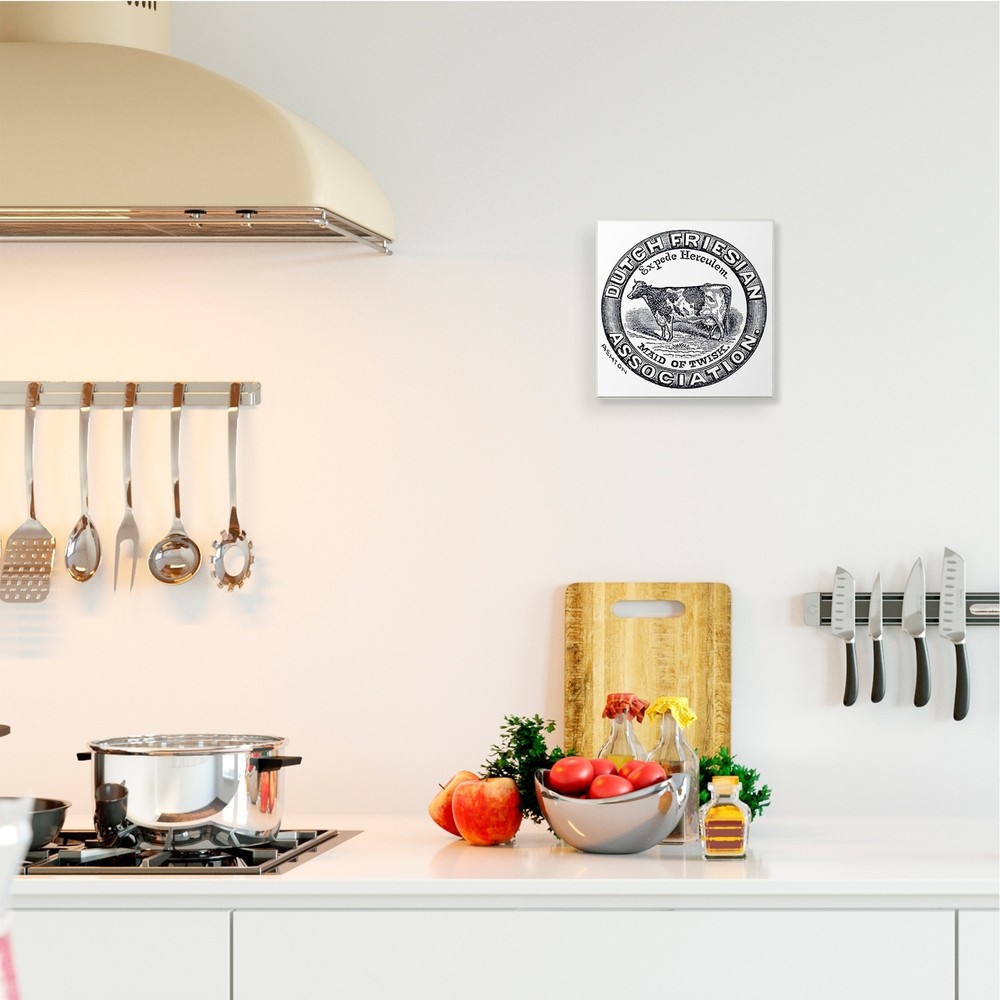 Stupell Farm Cow Vintage Drawing Print Design Wood Wall Art  12 x 12