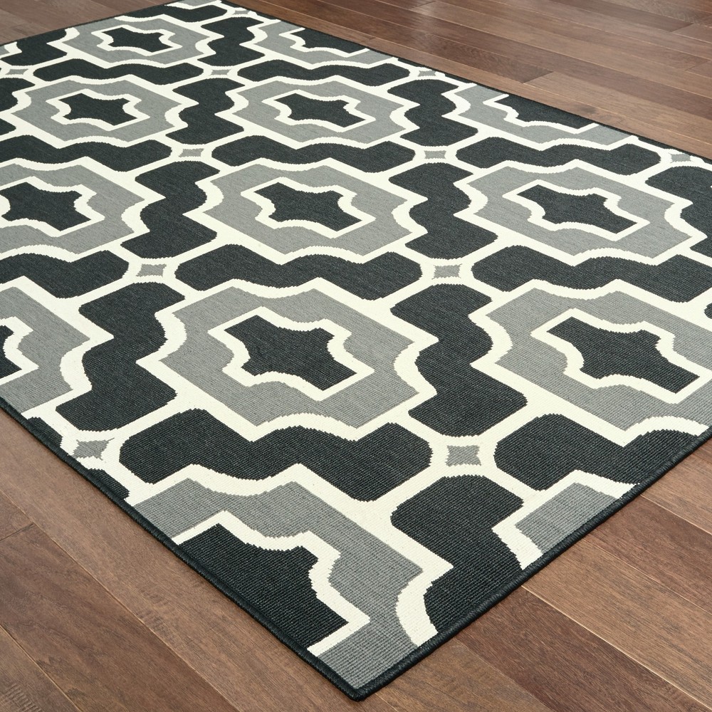 Marianna Geometric Black Grey Loop Pile Rug 2ft5in x 4ft5in Stylish Home Decor