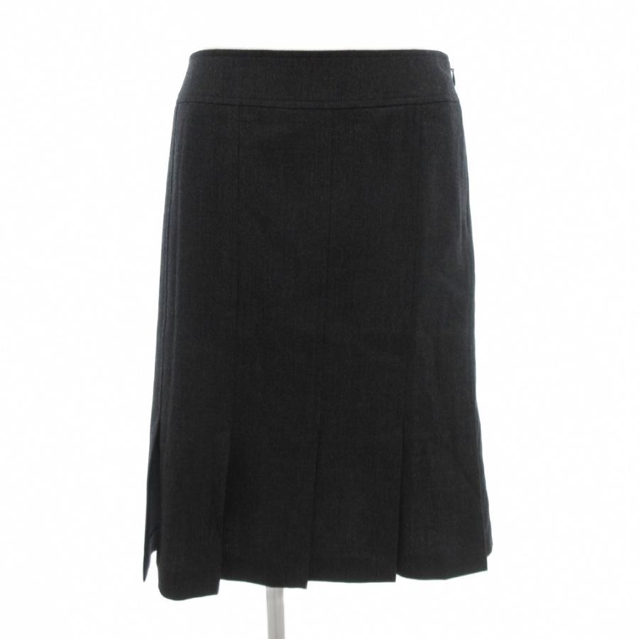BURBERRY LONDON Pleated Wool Skirt 38 Knee Length Dark Gray Women's U35