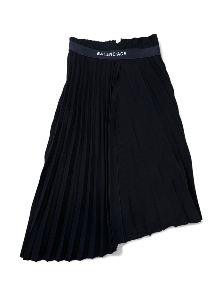 Balenciaga Black Pleated Asymmetrical Skirt, Size 36