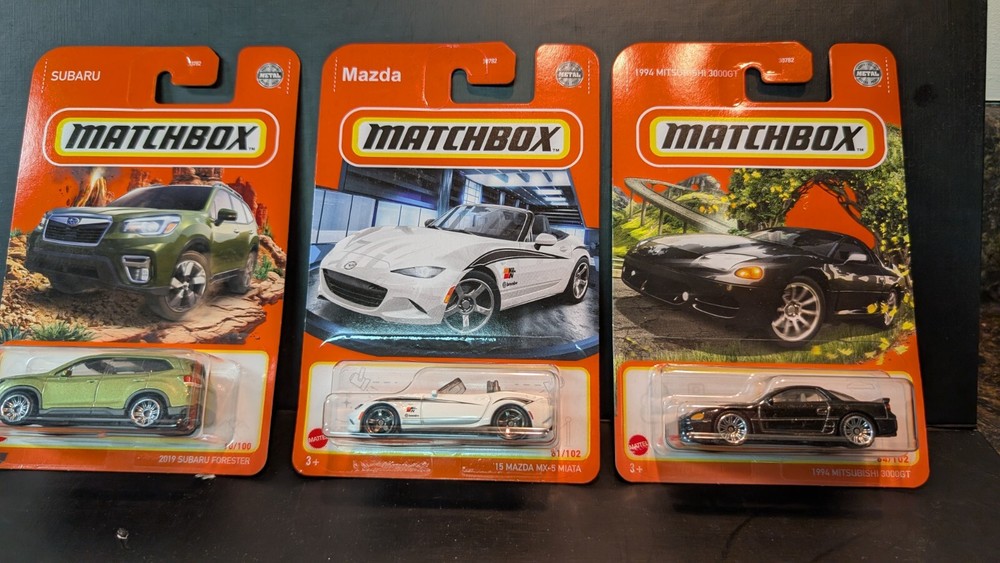 Matchbox Japanese Cars Lot Of 3 Subaru Forester Mitsubishi 3000GT Mazda Miata