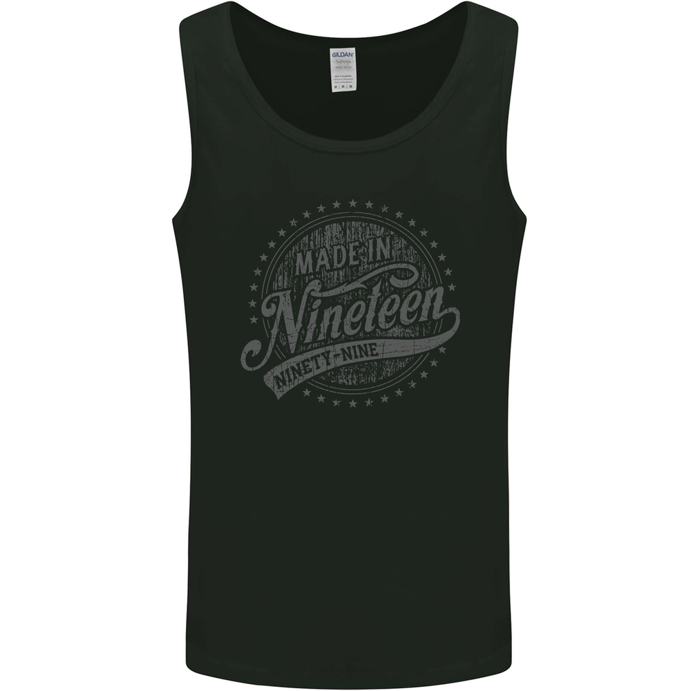 Distressed 26th Birthday Made In 1999 Mens Vest Tank Top Black