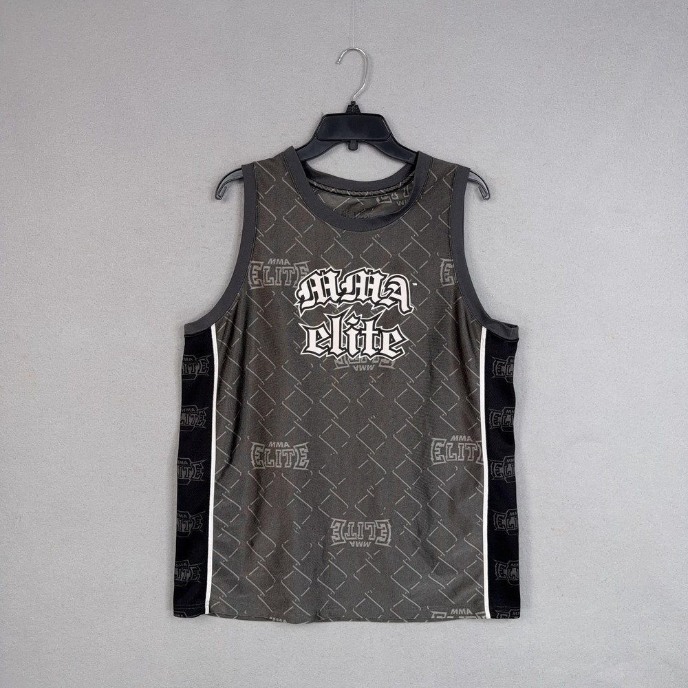 Y2K MMA Elite Tank Top Mens Large Gray Jersey Athletic Training Wrestling Gym