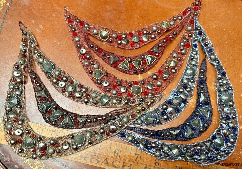 Vintage Triple Row Metallic Collar Hand Sewn 7x8 Studio Clearance Sale-image