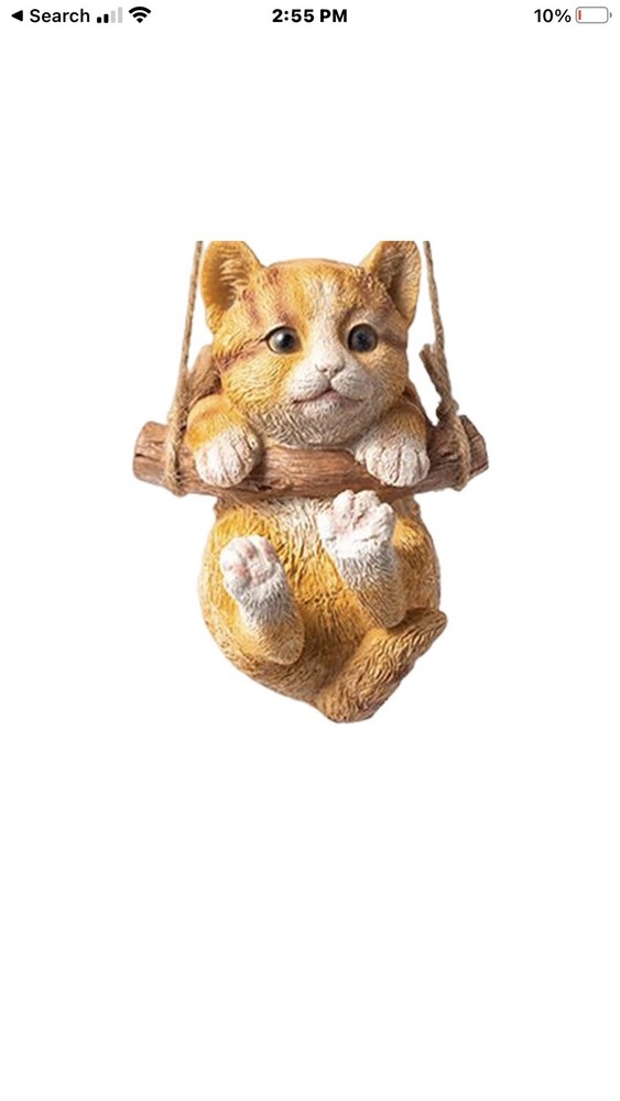 Resin Hanging Swing Cat Sculpture Garden Decor Animal Figurine