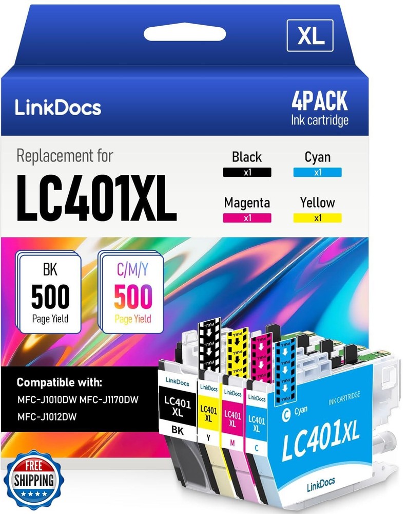 LinkDocs LC401XL Ink Cartridges Compatible Replacement for Brother LC401 LC40