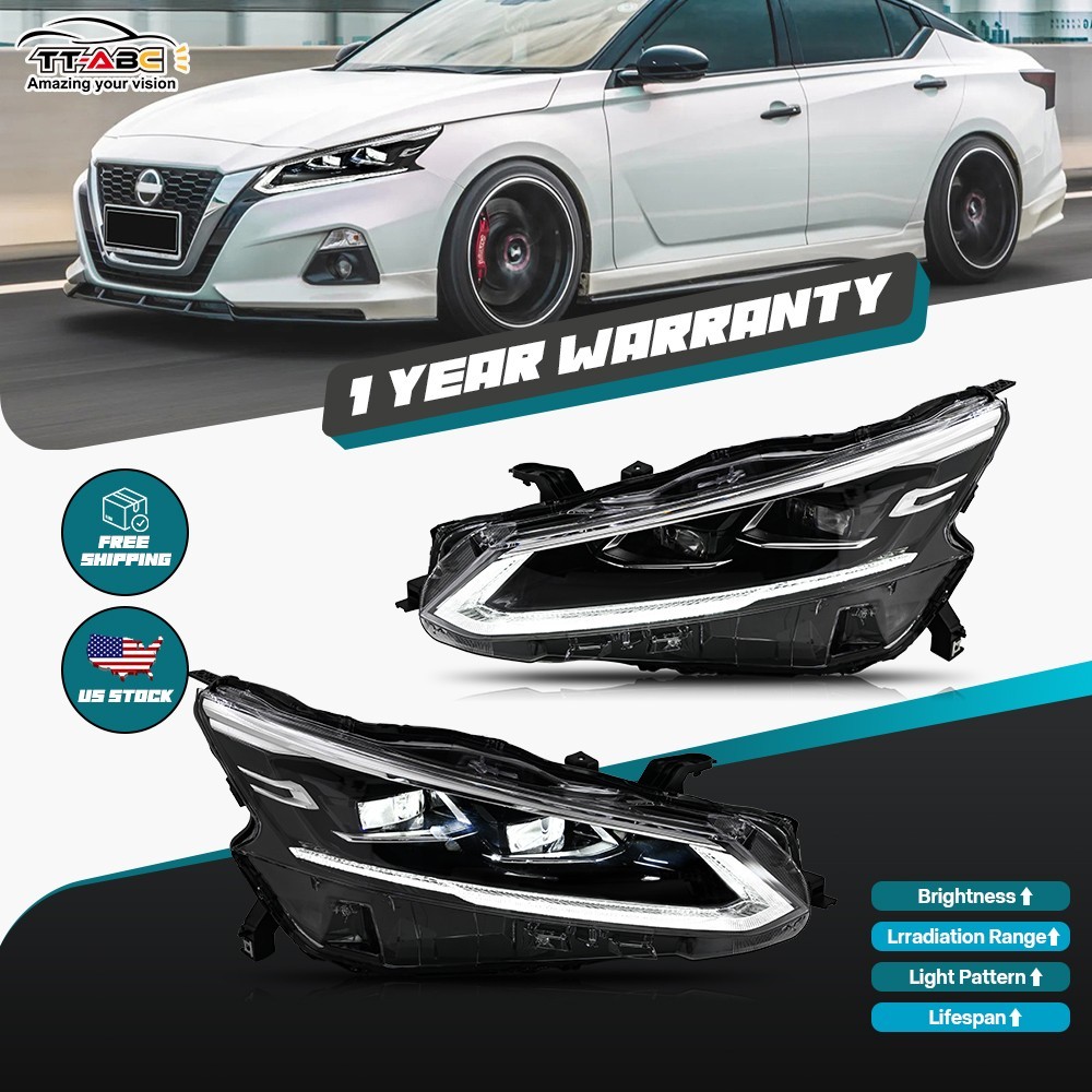 COOLAND LED Headlight For Nissan Altima 2019-2024 White DRL+Turn Signal Assembly