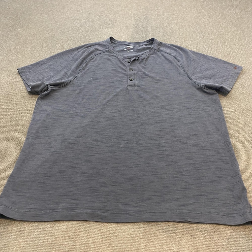 Rhone Shirt Mens 2XL Gray Pima Cotton Henley Short Sleeve Performance Athletic