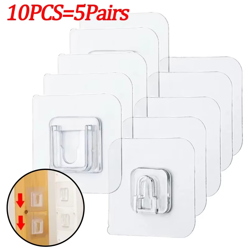 Double-Sided Adhesive Wall Hooks Hanger Strong Transparent Suction Cup Sucker Ho