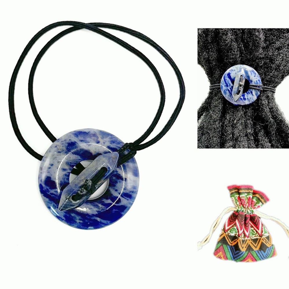 Gemstone Knot Elastic Hair Tie for Dreadlocks Thick Hair Ponytail Holder