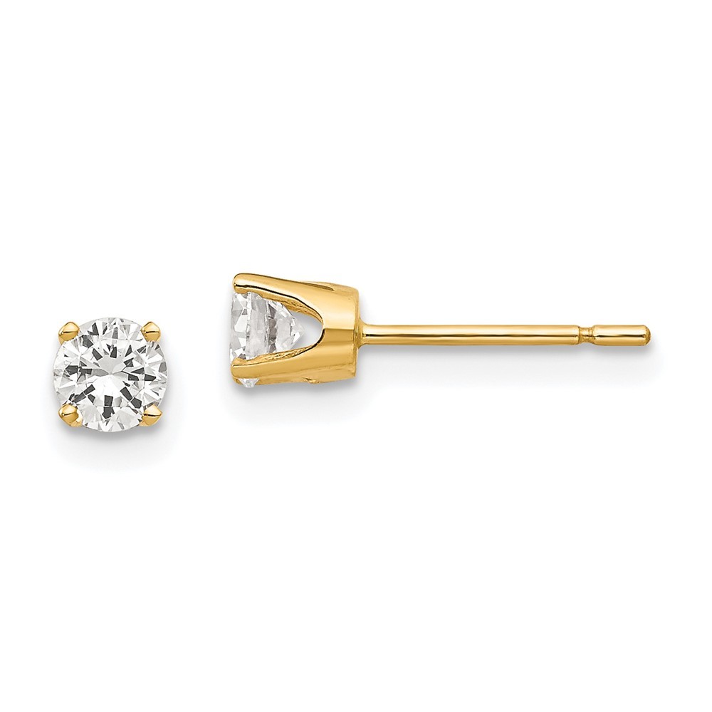 14K Yellow Gold 3.75mm CZ Stud Earrings 0.55g 5mm Size