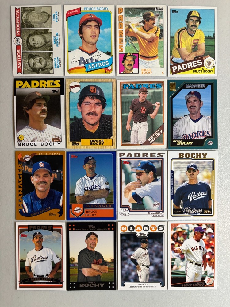 Bochy, Bruce instant collection run 16 diff card Topps lot 1979 - 2009 w/RC #718
