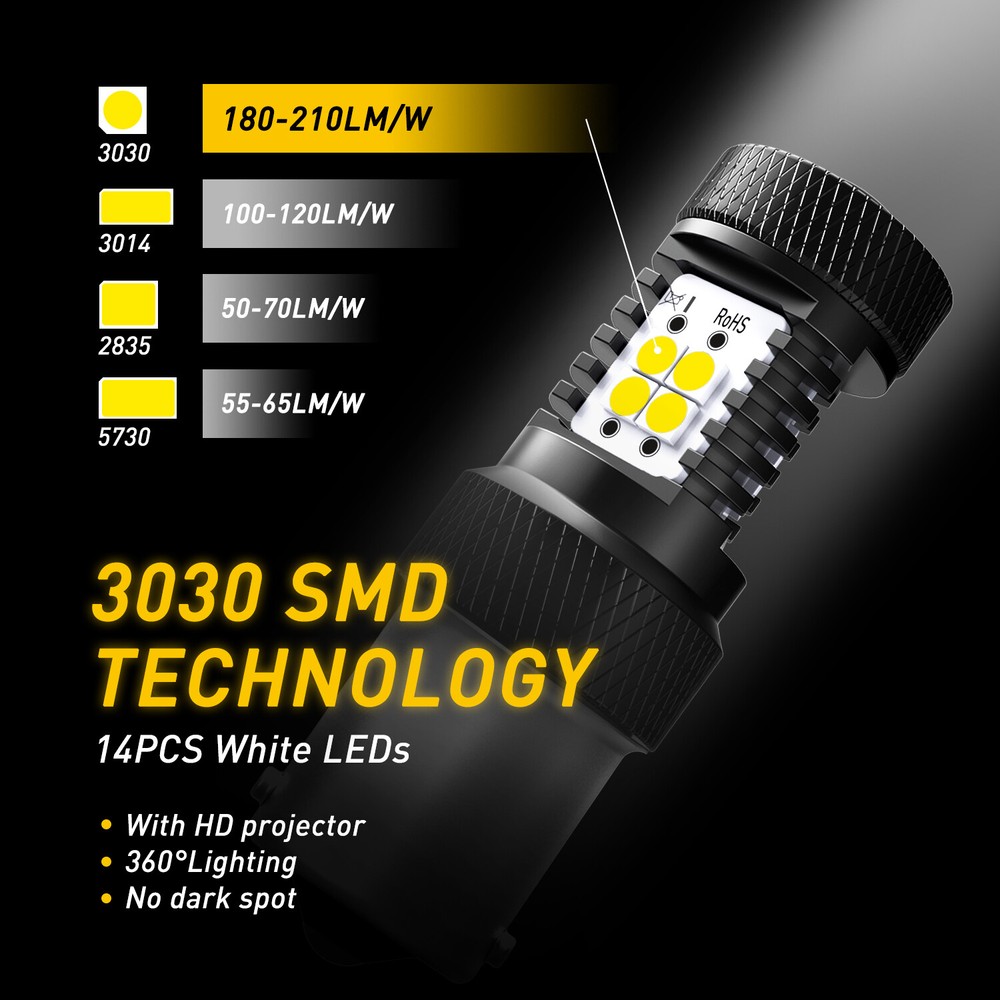 2800lm AUXITO 1156 LED Reverse Light Canbus Backup Bulbs White Parking DRL Lamp