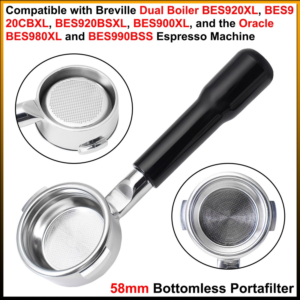 Upgrade to a 58mm stainless steel bottomless portafilter for Breville BES920XL BES900 espresso machines