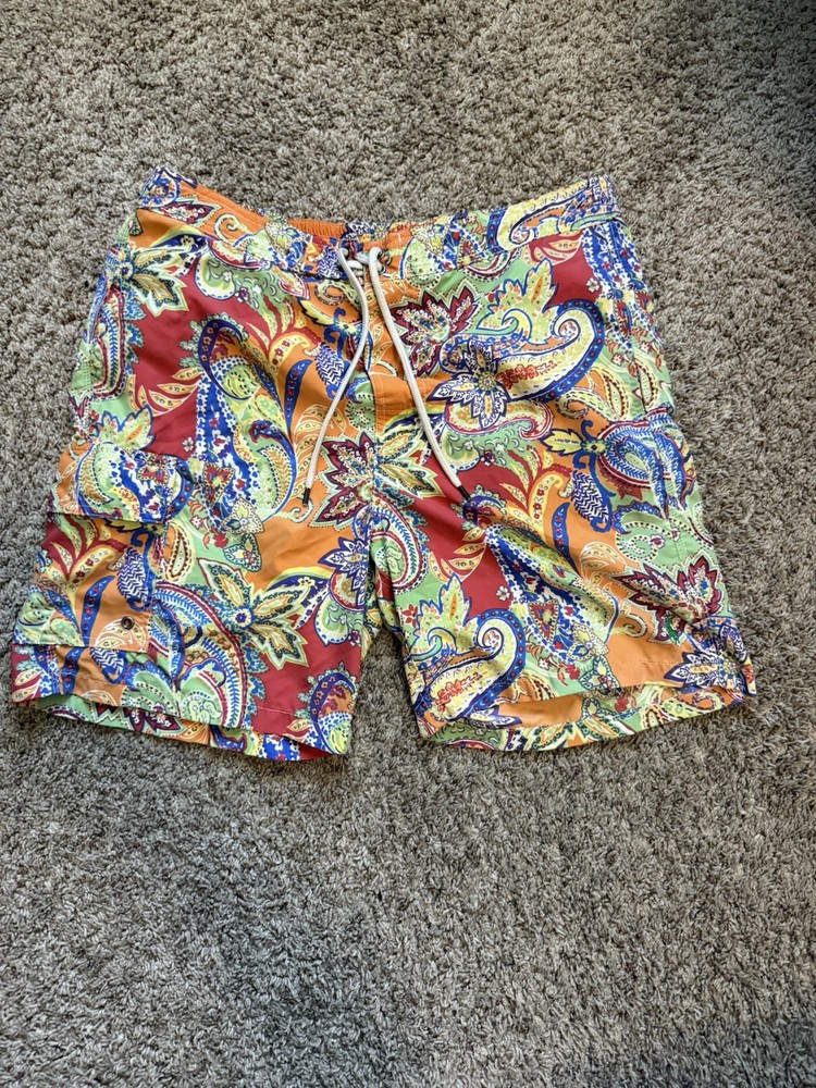 Men’s Vintage Polo Ralph Lauren Swim Trunks Size M- 34 Paisley All Over Print