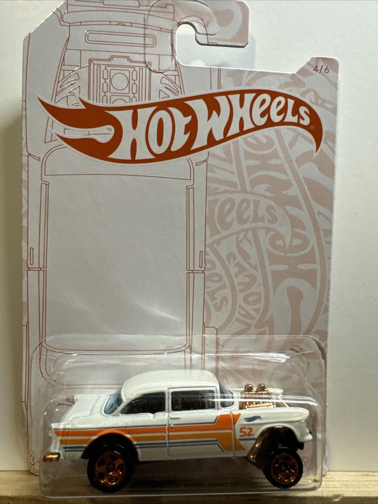 2020 Hot Wheels 52 Anniversary 4/6 Pearl & Chrome '55 CHEVY BEL AIR GASSER White