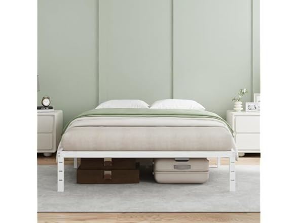 Novilla 14-in Queen Bed Frame, White 14-inch