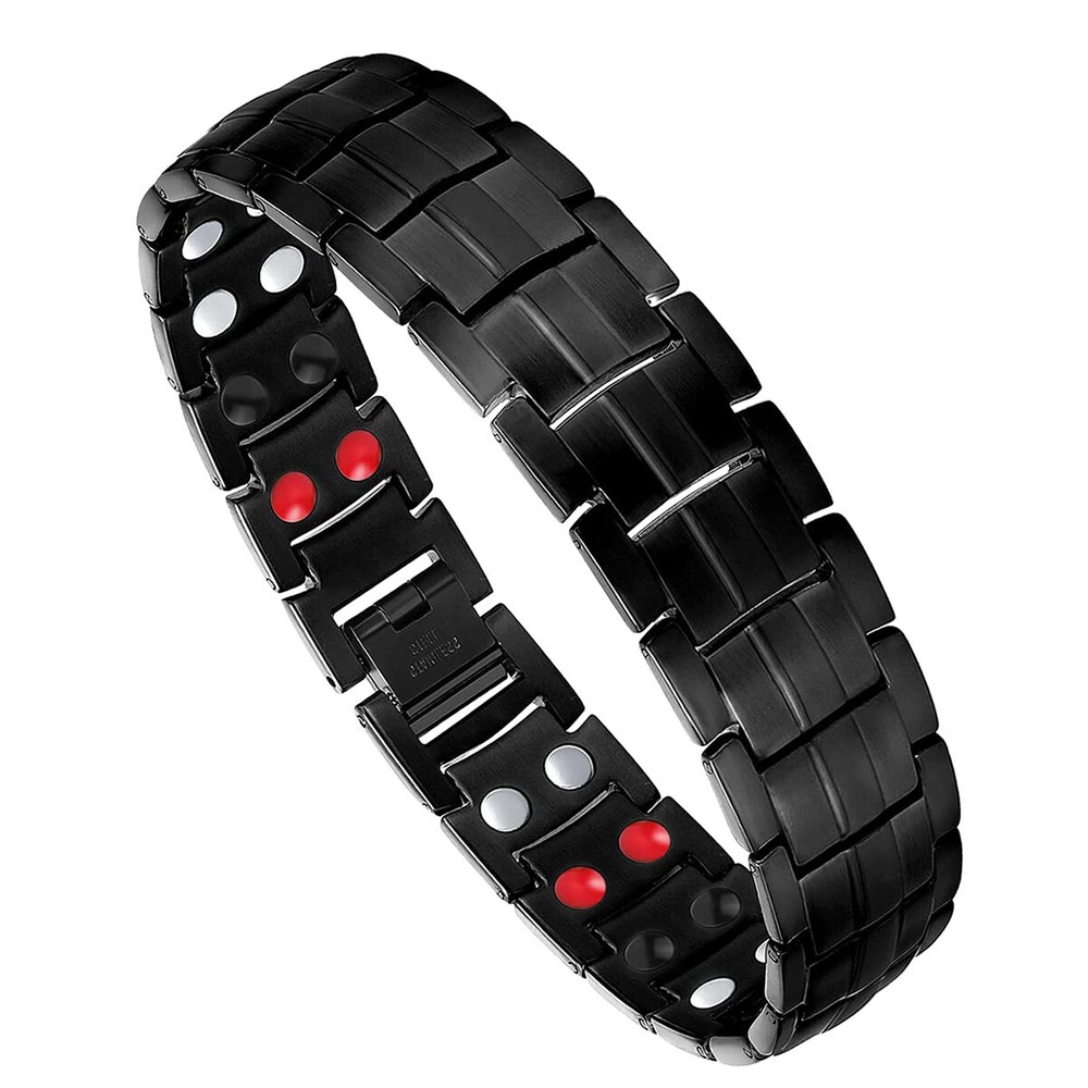 Men's Stainless Steel Magnetic Bracelet with Double Row 4 Elements  -image
