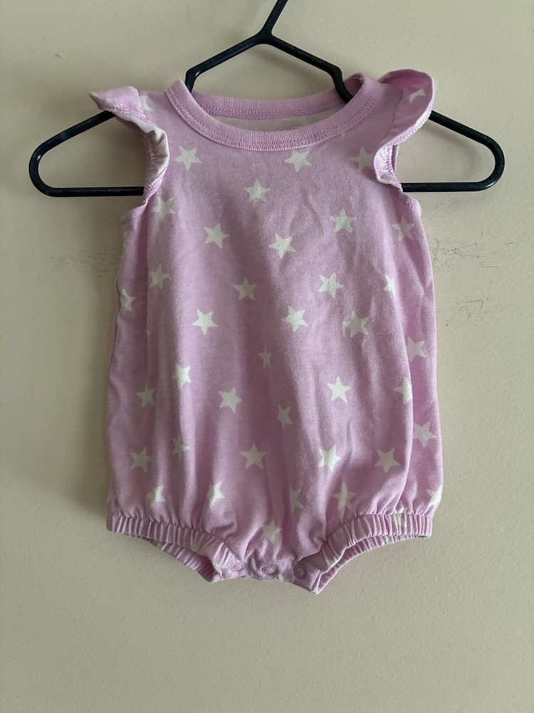 Cat & Jack Baby Girls Star Print Cotton Blend Sleeveless Bubble Romper Pink NB