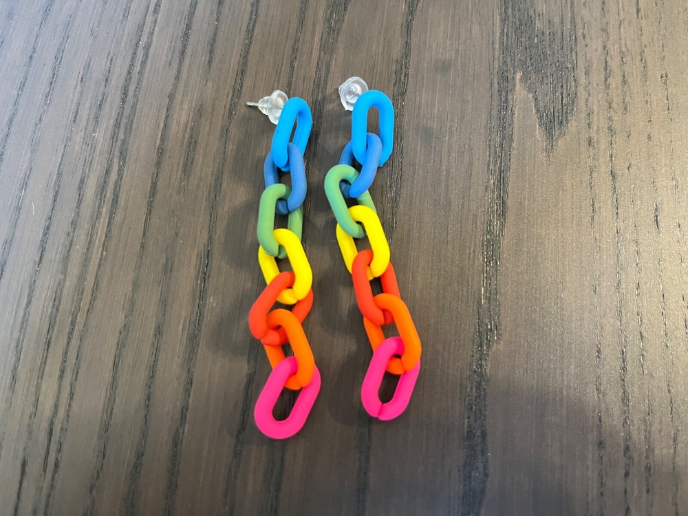 Rainbow beaded dangle chain earrings for women