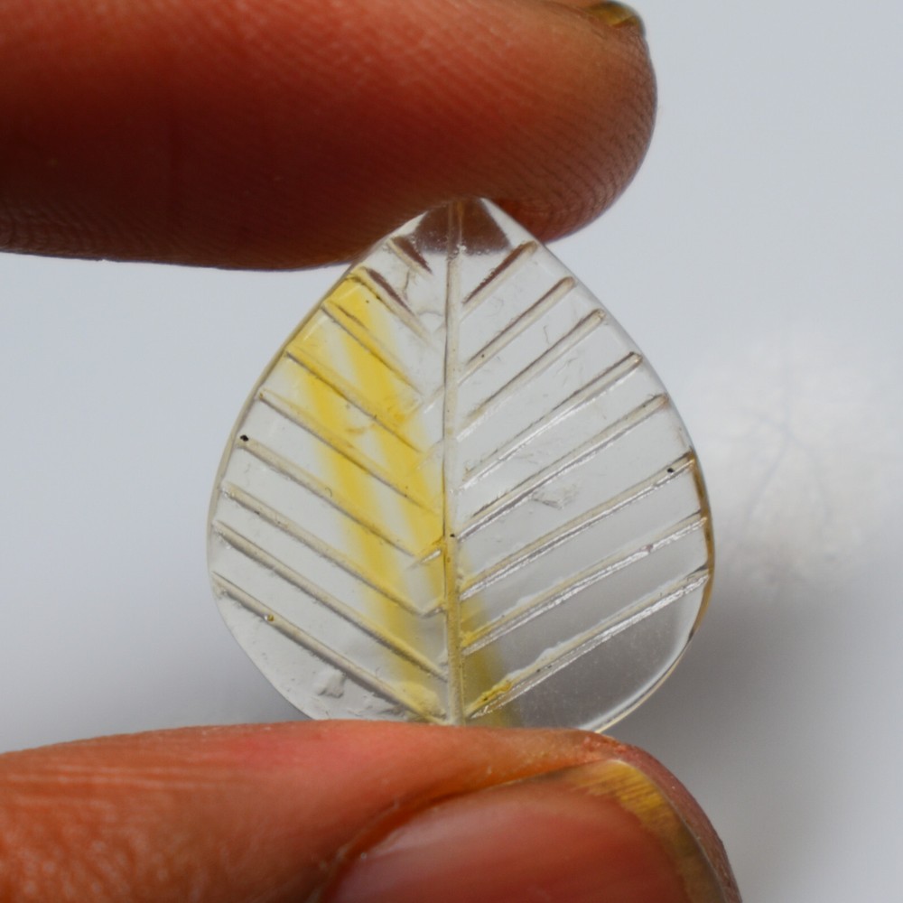 Natural Citrine Carving 7.05 Carats, Natural Citrine Leaf Gemstone For Jewelry