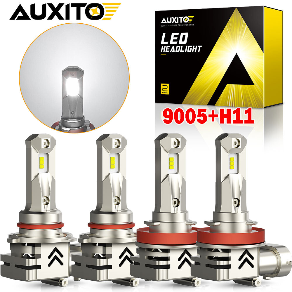 AUXITO 4X 9005 H11 LED Headlight Bulbs ZES Combo High Low Beam Light 6500K White