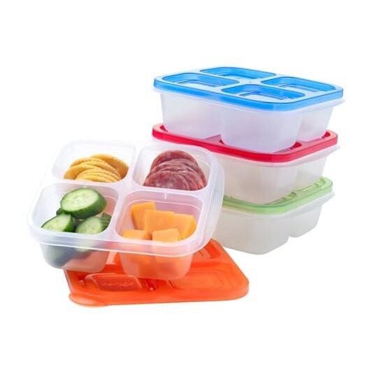 8-Piece Easyboxes Set with 4 Trays & 4-Compartment Snack Containers