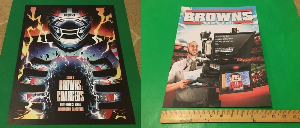 Cleveland Browns Posters Lot-2 vs Chargers 2022 & 2024 Games 10/9/22 & 11/3/24