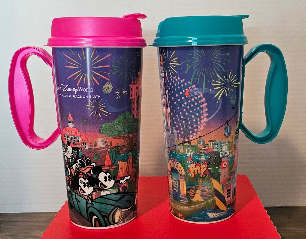 Disney World Resort Pink and Blue Mugs Set of 2