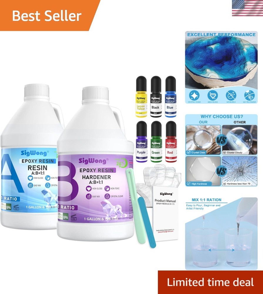 Epoxy Resin - 2 Gallon Crystal Clear Coating Resin Kit, 2 Part Casting Resinf...