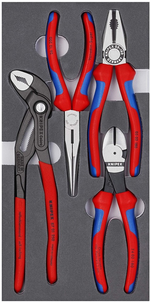 KNIPEX - 00 20 01 V15 Tools - 4 Piece Basic Pliers Set in Foam Tray (002001V1...
