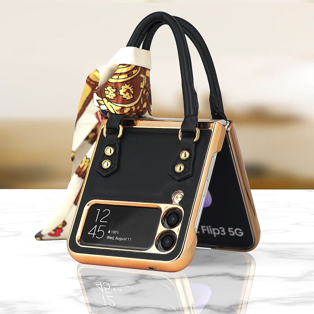 Samsung Galaxy Z Flip 6 5 4 3 Elegant Ribbon Hand Grip Bag Case