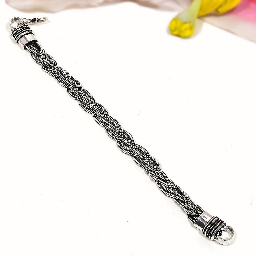 Cyber Monday Sale 925 Sterling Silver Nepali Bali Look Stone Chain Wife Bracelet-image