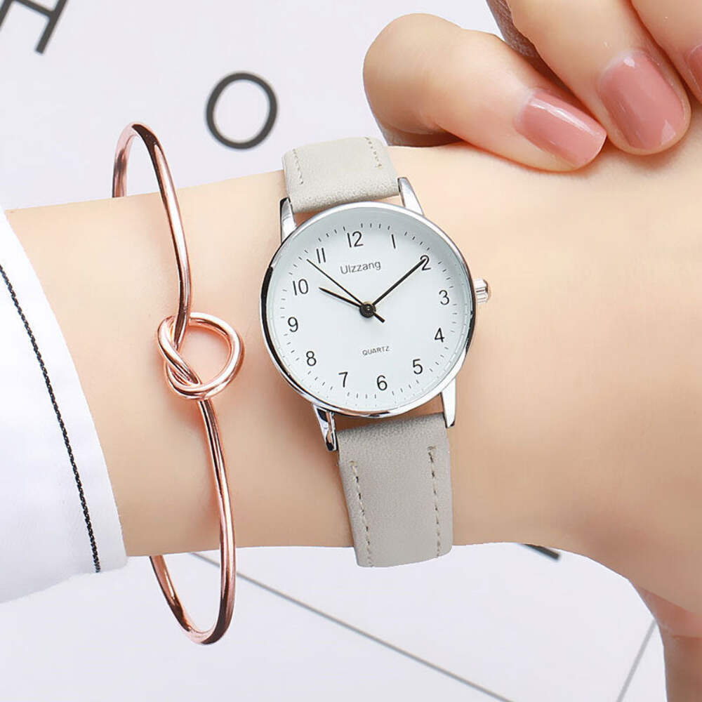 Korean Mori Style Simple Round Quartz Couple Watch with Alloy Case and Pin Buckl